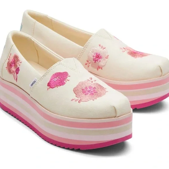 TOM’S Alpargata Platform Slip On Shoes Size 11 in Excellent Condition - Picture 2 of 15